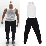 Maxbell 1/6 Men Waistcoat Pants Set Clothing for Figures Toys Accessories Parts white waistcoat+ black pants