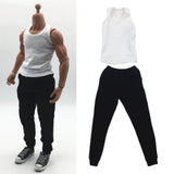 Maxbell 1/6 Men Waistcoat Pants Set Clothing for Figures Toys Accessories Parts white waistcoat+ black pants