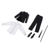 Maxbell 1/6 Black Suit Set Pants Clothes Shirt Tie Belt for 12 Inch Action Figures