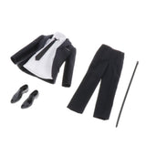 Maxbell 1/6 Black Suit Set Pants Clothes Shirt Tie Belt for 12 Inch Action Figures