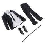 Maxbell 1/6 Black Suit Set Pants Clothes Shirt Tie Belt for 12 Inch Action Figures