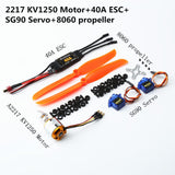 Maxbell 1 Set 9G Servo Brushless Motor 1250KV 40A ESC 2pc Propeller RC Plane Parts