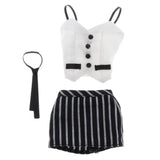 Maxbell 1/6 Action Figure Clothing Shoulder Vest Dress Tie Suit Accessory White