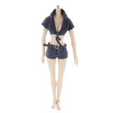 Maxbell 1/6 Female Short Sleeve Shirt & Short Pants for 12'' Action Figures blue