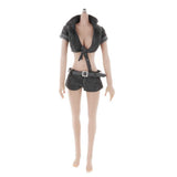 Maxbell 1/6 Female Short Sleeve Shirt & Short Pants for 12'' Action Figures black