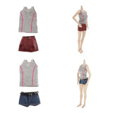 Maxbell 1/6 Action Figure Clothing Summer Women's Dress Vest Suit Accessory Blue