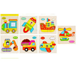 Maxbell 7pcs Kids Wooden Jigsaw Puzzle Shape Puzzles for Boys and Girls Traffic