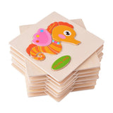 Maxbell 7pcs Kids Wooden Jigsaw Puzzle Shape Puzzles for Boys and Girls Sea Animals