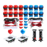 Maxbell 2-Player LED Arcade DIY Kit for USB PC Game DIY & Raspberry Pi  Red Blue