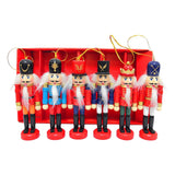 Maxbell 6pcs Christmas Nutcracker Ornaments Set Wooden Figures Soldier Puppet Toy