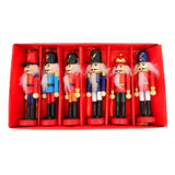 Maxbell 6pcs Christmas Nutcracker Ornaments Set Wooden Figures Soldier Puppet Toy