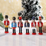 Maxbell 6pcs Christmas Nutcracker Ornaments Set Wooden Figures Soldier Puppet Toy