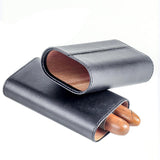 Maxbell 1pc Black Cedar Wood Lined Travel Cigar Holder Protective Holding 3 Cigars