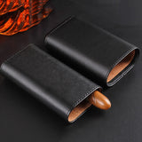 Maxbell 1pc Black Cedar Wood Lined Travel Cigar Holder Protective Holding 3 Cigars