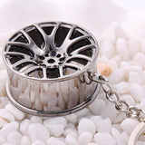 Max Wheel Rim Keychain Auto Car Handbag Bag Key Chain Keyring Hanging Silver