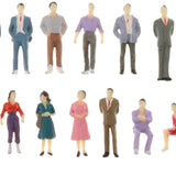 Maxbell 13pcs Model Trains 1:50 Painted Figures O SCALE People Standing Seated