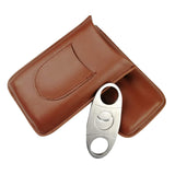 Maxbell Cattlehide Pocket Cigar Holder Storage Carrying Case Humidor W/ Cigar Cutter