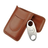 Maxbell Cattlehide Pocket Cigar Holder Storage Carrying Case Humidor W/ Cigar Cutter