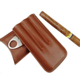 Maxbell Cattlehide Pocket Cigar Holder Storage Carrying Case Humidor W/ Cigar Cutter