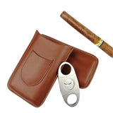 Maxbell Cattlehide Pocket Cigar Holder Storage Carrying Case Humidor W/ Cigar Cutter