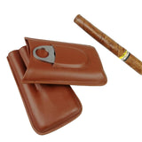 Maxbell Cattlehide Pocket Cigar Holder Storage Carrying Case Humidor W/ Cigar Cutter