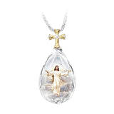 Maxbell 1pc Fashion Crystal Pendant Elegant Gift Christian Necklace Anniversary Gift Jesus