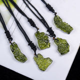 Maxbell Moldavite Crystal Stone Necklace Irregular Meteorite Pendant with Lanyard 5-10g
