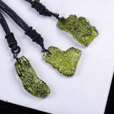 Maxbell Moldavite Crystal Stone Necklace Irregular Meteorite Pendant with Lanyard 5-10g