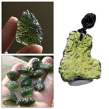 Maxbell Moldavite Crystal Stone Necklace Irregular Meteorite Pendant with Lanyard 5-10g