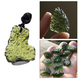 Maxbell Moldavite Crystal Stone Necklace Irregular Meteorite Pendant with Lanyard 5-10g