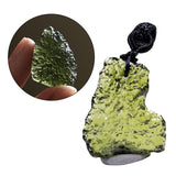 Maxbell Moldavite Crystal Stone Necklace Irregular Meteorite Pendant with Lanyard 5-10g