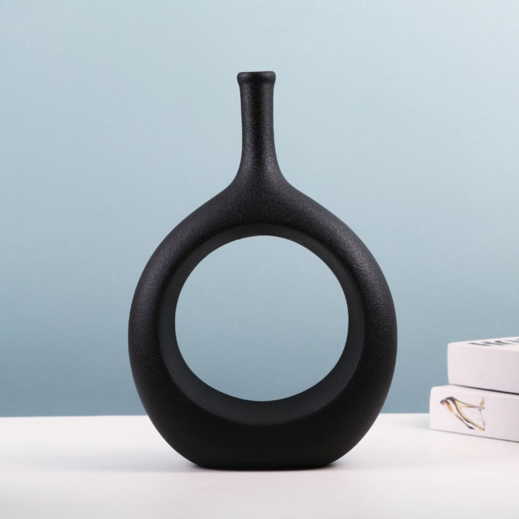 Maxbell  Ceramic Hollow Vase Wedding Centerpieces Home Desktop Flower Arrangement black short