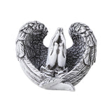 Angel Wings Statue with Pray Hands 3D Art Figurines Indoor Office Decor white