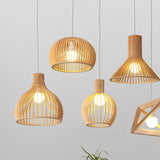Maxbell Natural Wooden Pendant Light Corridor Ceiling Lighting Handmade Hanging Lamp C