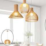 Maxbell Natural Wooden Pendant Light Corridor Ceiling Lighting Handmade Hanging Lamp C
