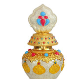 Maxbell Eight Auspicious Bottle Religion Tibetan Buddhist Supplies Home Office silver