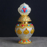 Maxbell Eight Auspicious Bottle Religion Tibetan Buddhist Supplies Home Office silver