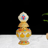 Maxbell Eight Auspicious Bottle Religion Tibetan Buddhist Supplies Home Office silver
