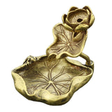 Maxbell Incense Burner Copper Antique Tea Pet Reflux Decorations Lotus Leaf for Home
