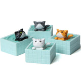 Maxbell Mini Cat Bath Landscape Figures Crafts for Desktop Cake Topper Kids Gift 4pcs