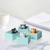 Maxbell Mini Cat Bath Landscape Figures Crafts for Desktop Cake Topper Kids Gift 4pcs