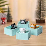 Maxbell Mini Cat Bath Landscape Figures Crafts for Desktop Cake Topper Kids Gift 4pcs