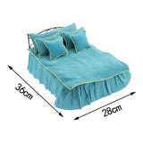 Maxbell Wrought Iron Miniature Dollhouse Bed Simulation 1/6 for Dollhouse blue