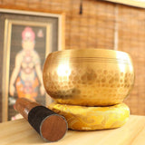 Maxbell Tibetan Singing Bowl Buddhism Meditation Sound Copper Yoga W/ Cushion 20cm