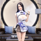 Maxbell 1/6 Chinese Traditional Dress Qipao for 12'' Female Doll Outfits Accessory Black Scarf