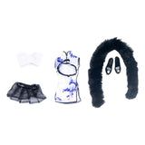 Maxbell 1/6 Chinese Traditional Dress Qipao for 12'' Female Doll Outfits Accessory Black Scarf