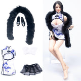 Maxbell 1/6 Chinese Traditional Dress Qipao for 12'' Female Doll Outfits Accessory Black Scarf