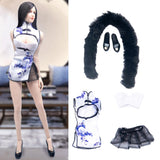 Maxbell 1/6 Chinese Traditional Dress Qipao for 12'' Female Doll Outfits Accessory Black Scarf