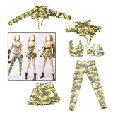 Maxbell Fashion 1:6 Scale Female Soldiers Camouflage Clothing Accs Short-Sleeved