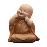 Maxbell Cute Buddha Statue Monk Figurine Ornaments Little for Housewarming Gifts grin